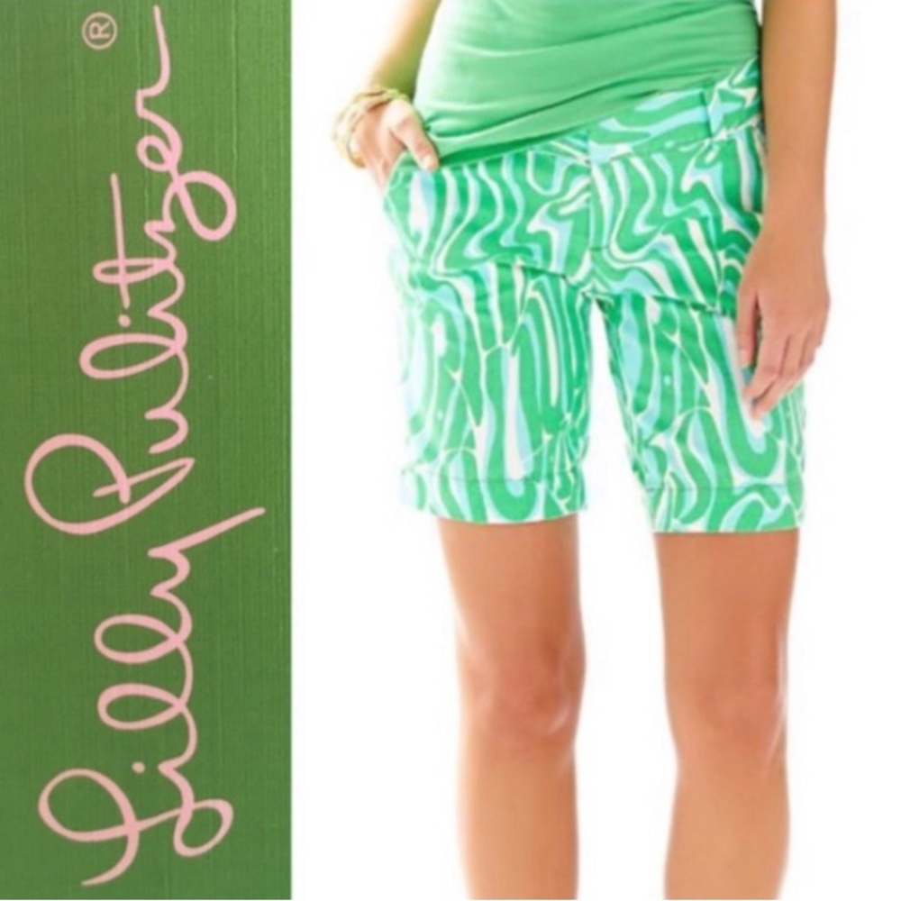 🌴LILLY PULITZER ‘The Chipper’ Short in Finders Keepers Aqua & Green Print